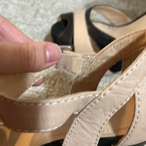 🌟5 for $25🌟 Report Diane Leather Platform Sandal Heels in Black and Cream - Picture 8 of 12